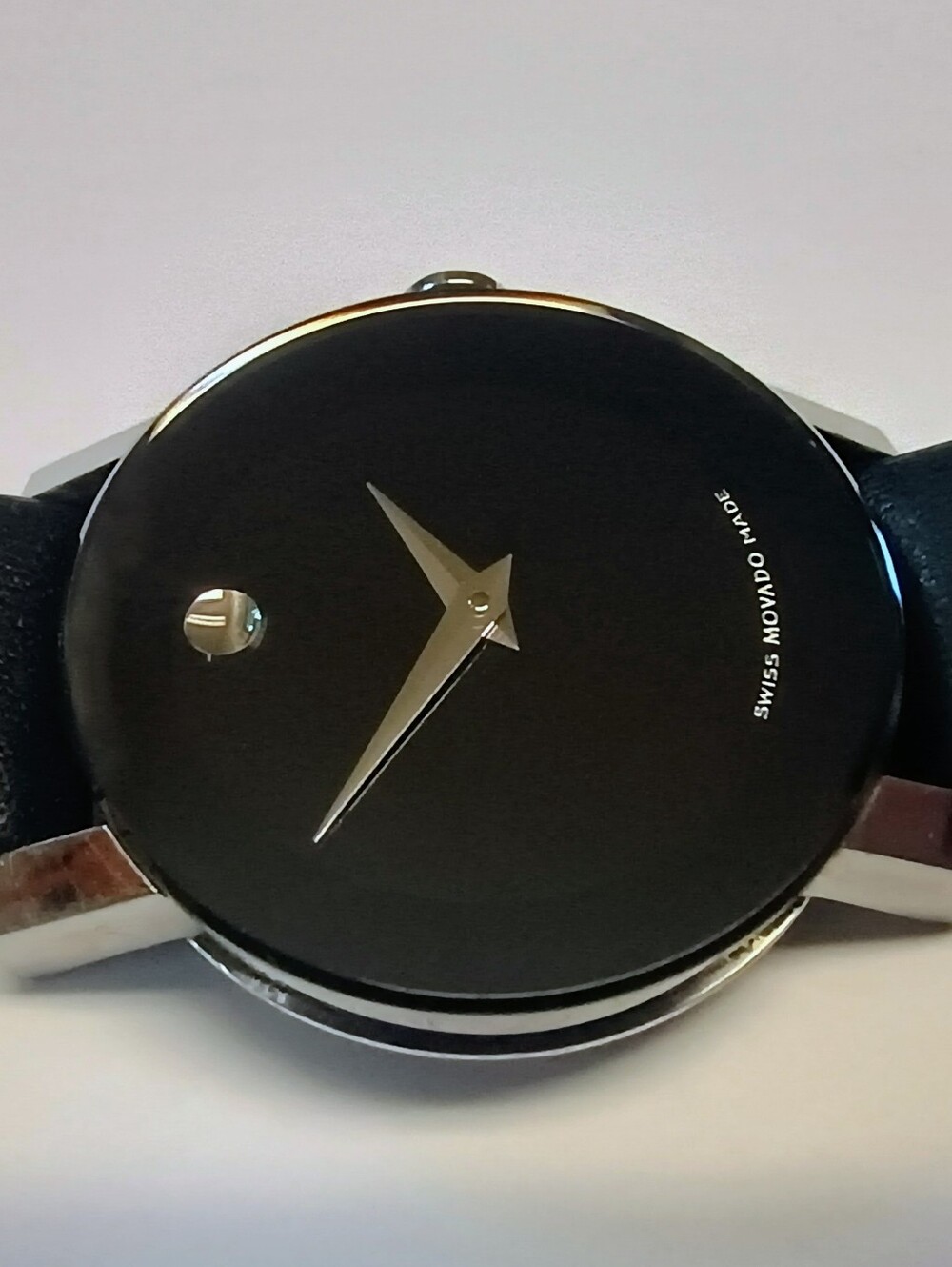 Movado Museum Ladies Watch Borderless with Black Leather Strap